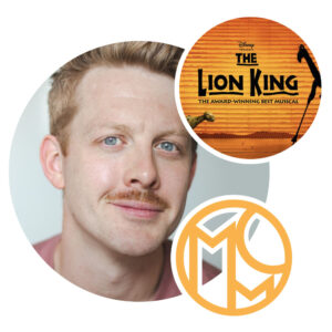 Alex Bloomer appearing as Ed cover Zazu/Timon on the UK and International tour of The Lion King